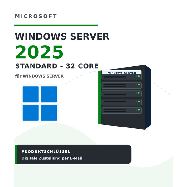Microsoft Windows Server 2025 Standard – 32 Core Produktschlüssel bei Keylando